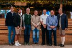 Gruppenfoto bei der Volksfest Eröffnungs-Pressekonferenz - Von links nach rechts stehen: Johannes Ellenberg, Christian Eisenhardt, Wulf Wager, Marcel Benz, Kai Strobelt, Mark Roschmann, Guido von Vacano